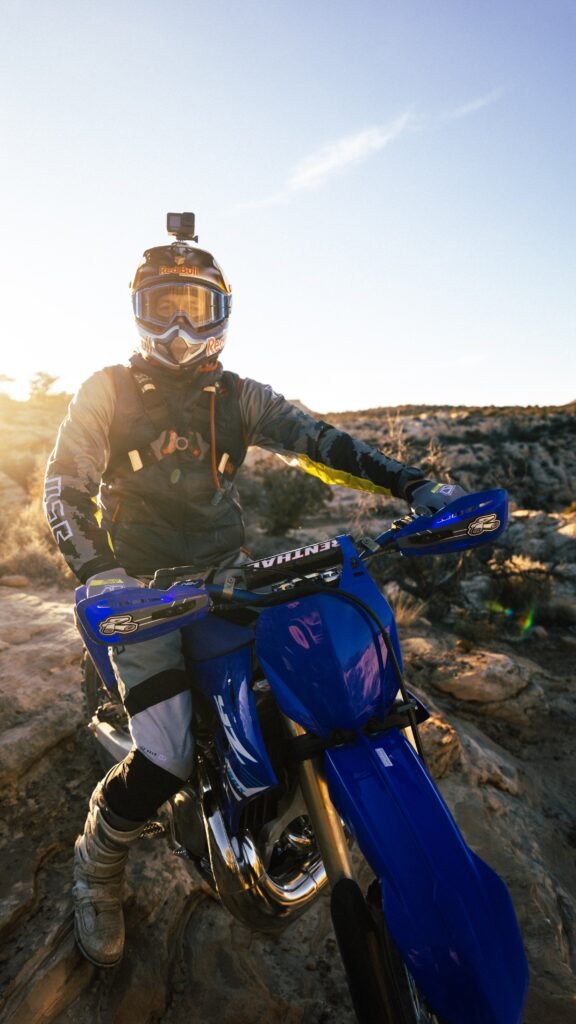 Cody Webb poses on his new hard enduro Yamaha bike